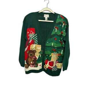 Carly St Claire Sweater Women's Size M Green Christmas Tree Sweater Holiday